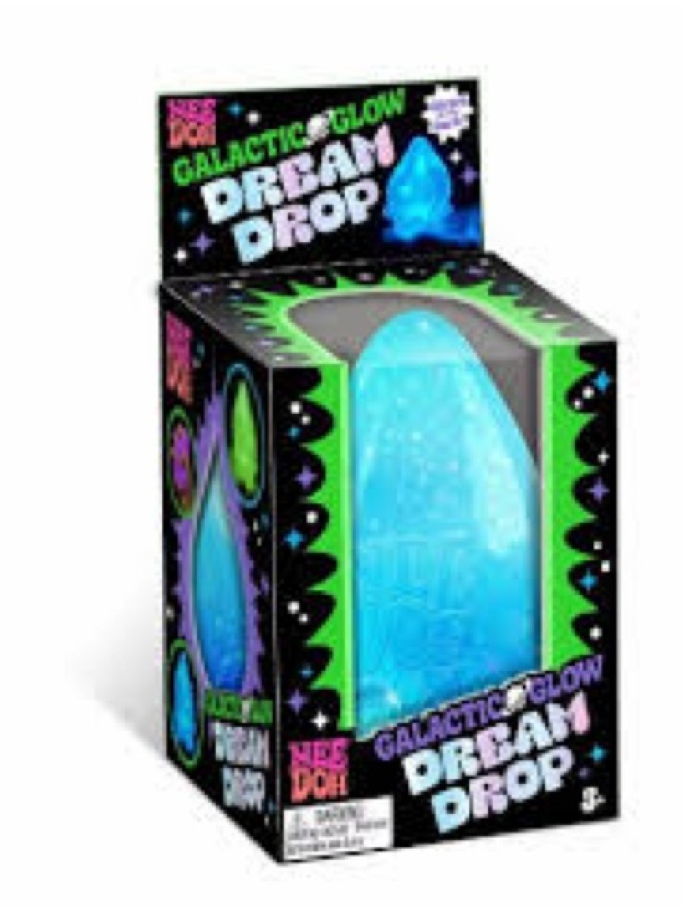 NWT Nee Doh Viral Galactic Glow Dream Drop - Blue/Green Glowing Squish Toy